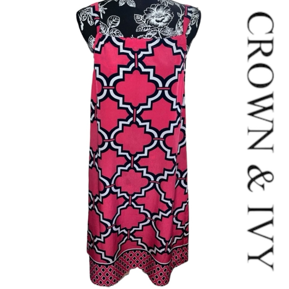Crown & Ivy Geometric Halter Shift Dress Size L